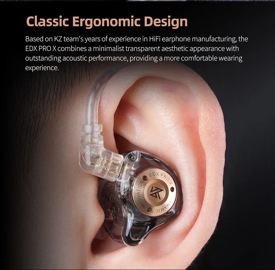 KZ EDX PRO X In Ear Dynamic Drive Earphone HIFI Bass Music Earbud Sport Noise Cancelling Headset ZSN ZST ZS10 pro x C12 CRA - Universal Market