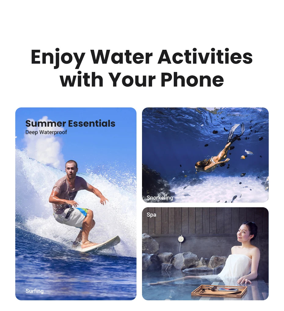 UGREEN 7.2 inch IPX8 Waterproof Phone Case Bag For iPhone 16 15 14 13 12 Pro Max Samsung Universal Swimming Protective Pouch Bag