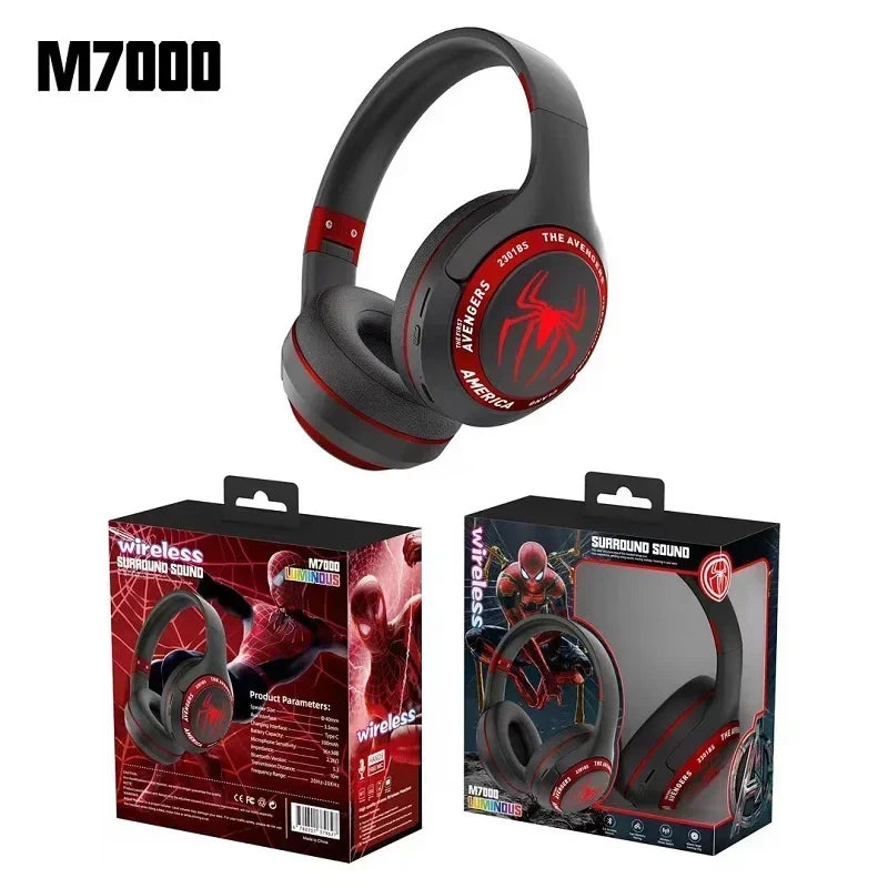 Disney Marvel Headphones Bluetooth Wireless Foldable Music Earphones Spider Man Noise Reduction Game Headset Anime Cartoon M7000 - Universal Market