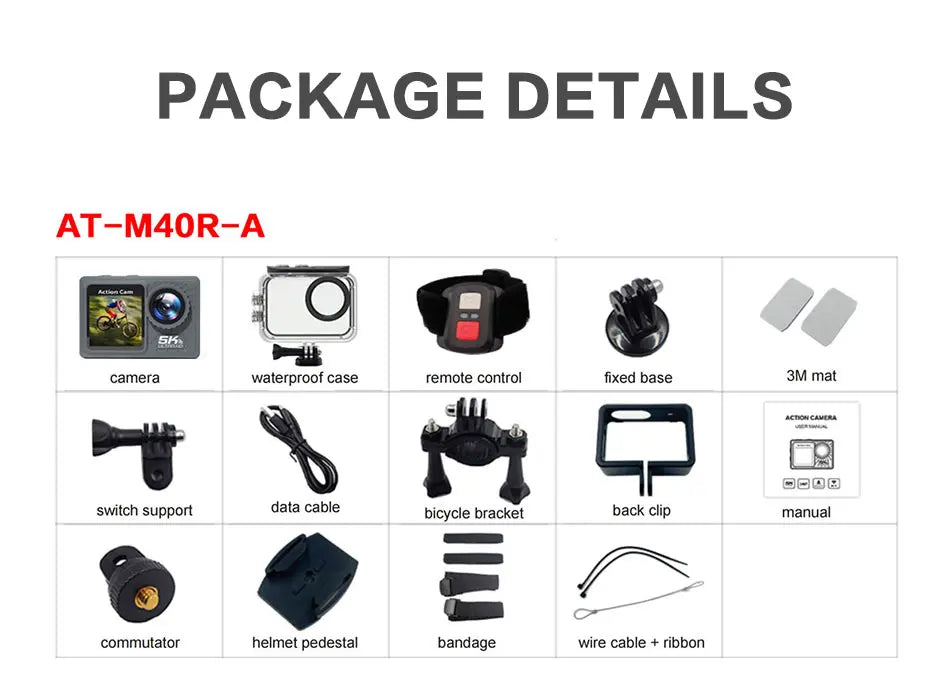 Action Camera 5K 4K 60FPS WiFi Anti-shake Dual Screen 170° Wide Angle 30m Waterproof Sport Camera with Remote Control