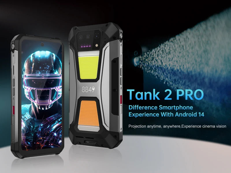8849 Tank 2 PRO Projector Rugged Smartphone Android 2.4K 24GB 512GB 100MP Camera 23800mAh 120W Dual Sim OTG Phone