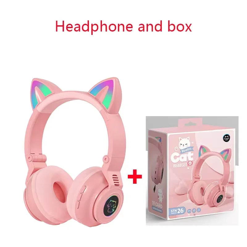HiFi Girls Wireless Unicorn headphones with Mic phone Stereo Bass Cute Children Music Kid Cat Bluetooth Headsets Support SD Card - Universal Market