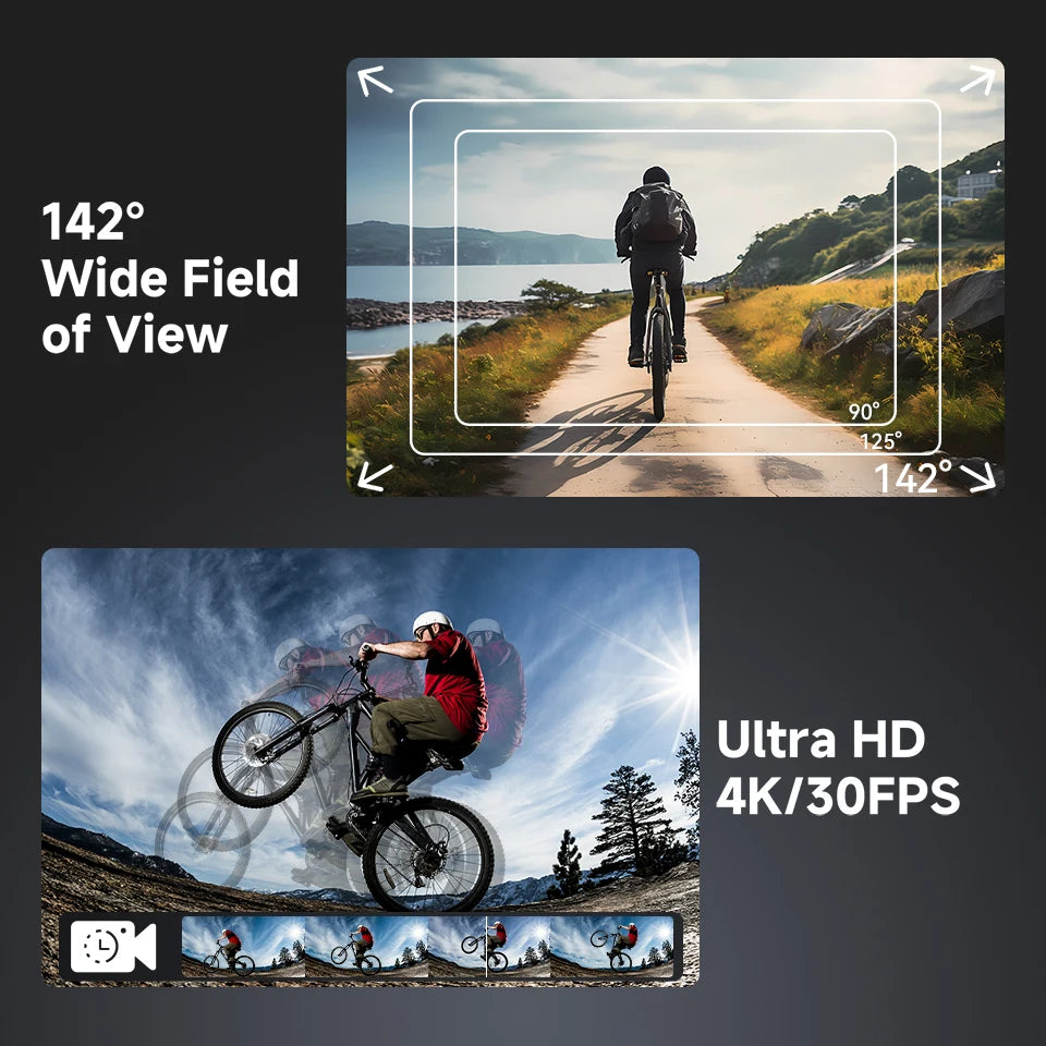 SVBONY SVGo3 Action Camera 4K30 Waterproof Dual LCD Screens Sports Camera with Quick Release Mount for Surfing Cycling Vlog