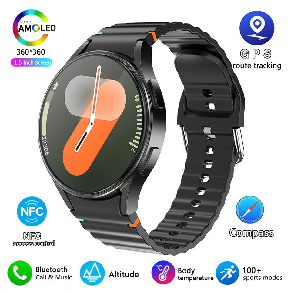 2025 New Bluetooth Call Smart Watch 7 Classic Men AMOLED HD Screen AI Voice Assistant Bluetooth Call NFC GPS Smartwatch Women