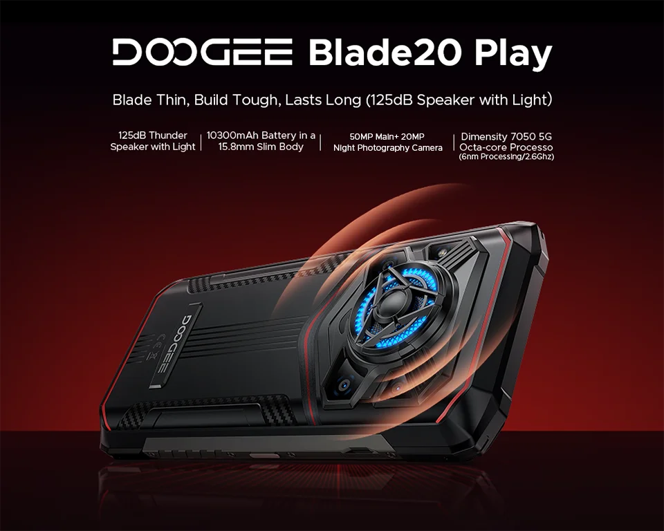 DOOGEE Blade20 Play 5G Rugged Smartphone Android 15 Gemini Al 10300mAh Battery 6.6'' Display AI Camera Mobile phone