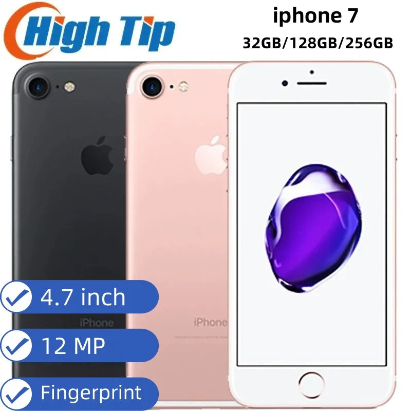 Unlocked Original Apple Iphone 7 4G 2G RAM 32GB/128GB/256GB ROM LTE Mobile Phone 4.7''12.0 MP Fingerprint Celular Smartphone