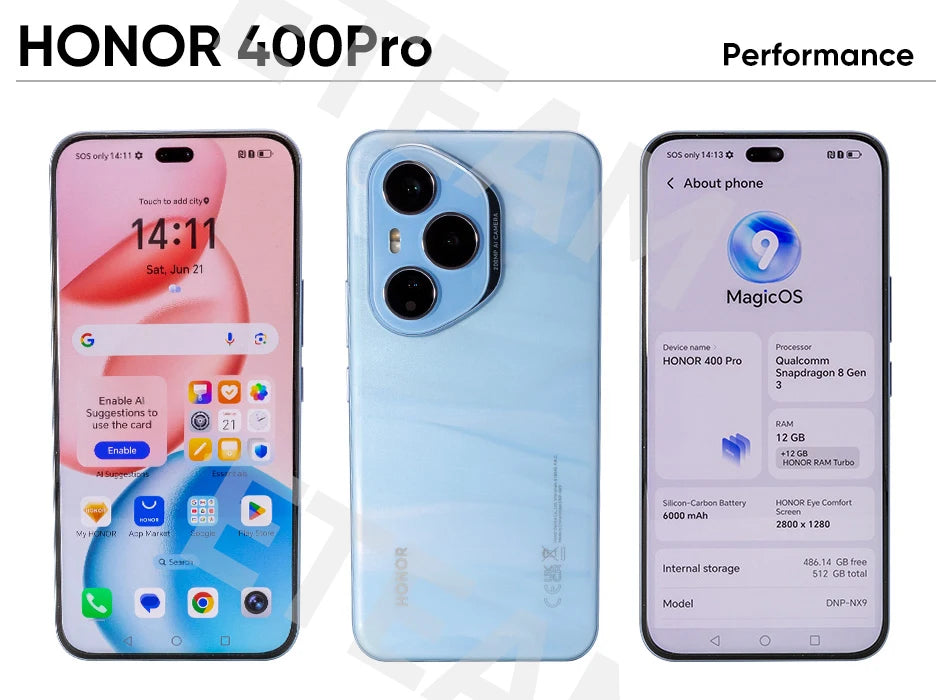 2025 Global Version HONOR 400 Pro 5G Smartphone Snapdragon 8 Gen 3 6.7'' AMOLED Display 200MP 100W Wired 50W Wireless IP68&IP69