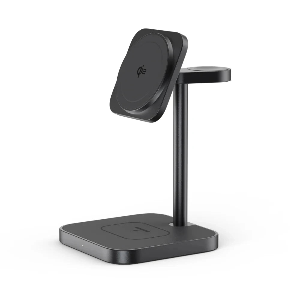 LULULOOK Qi2 3 in 1 Wireless Charging Station,Aluminum 15W Fast Mag-Safe Charger Stand for iPhone 17 16 15 14,5W for Apple Watch