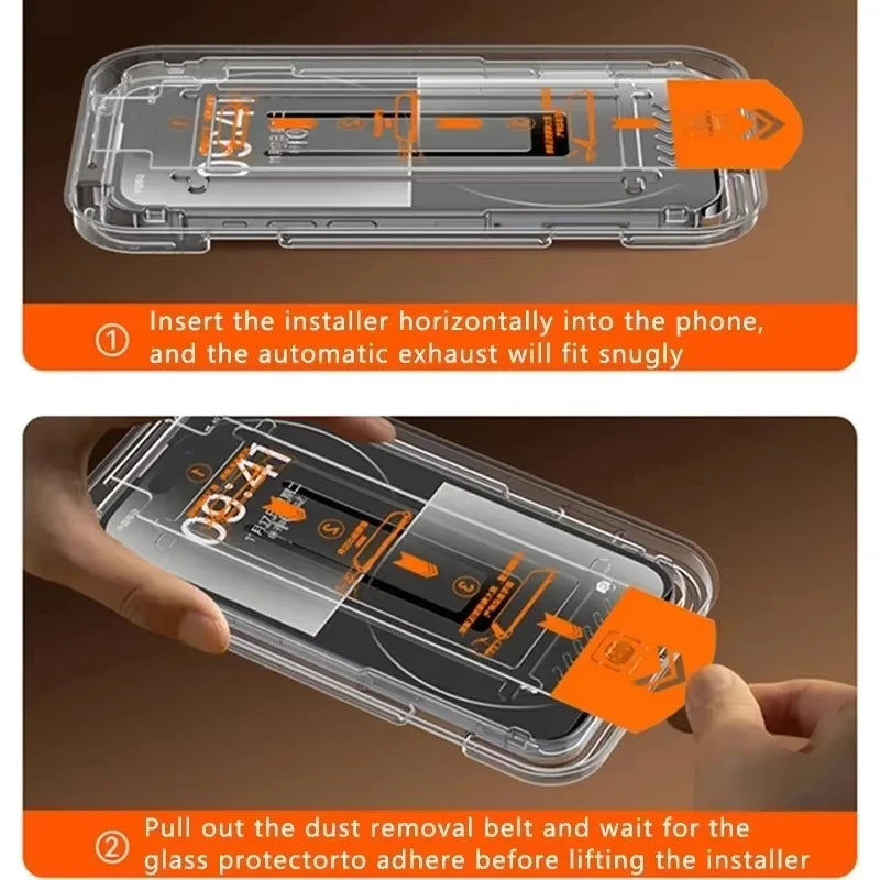 Easy Installation Screen Protector For iPhone 17 Air 16 Pro Max 15 14 11 13 12 Mini XS X XR 6 7 8 Plus Oleophobic Coating Glass