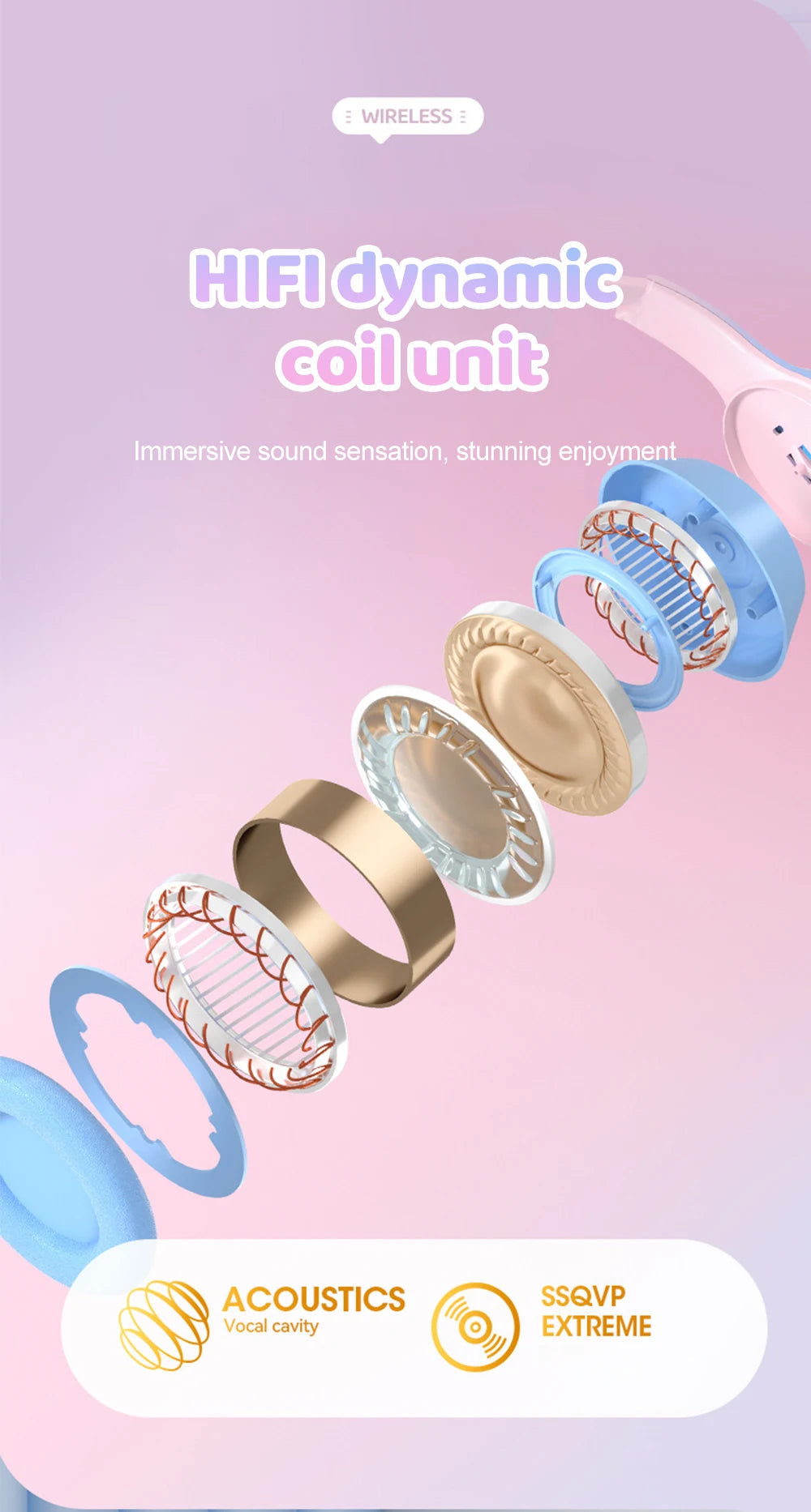 Gradient Wireless Headphones RGB Cat Ear Bluetooth Headphones With Microphone Stereo Music Game Earphone For Girls Kids Gifts - Universal Market