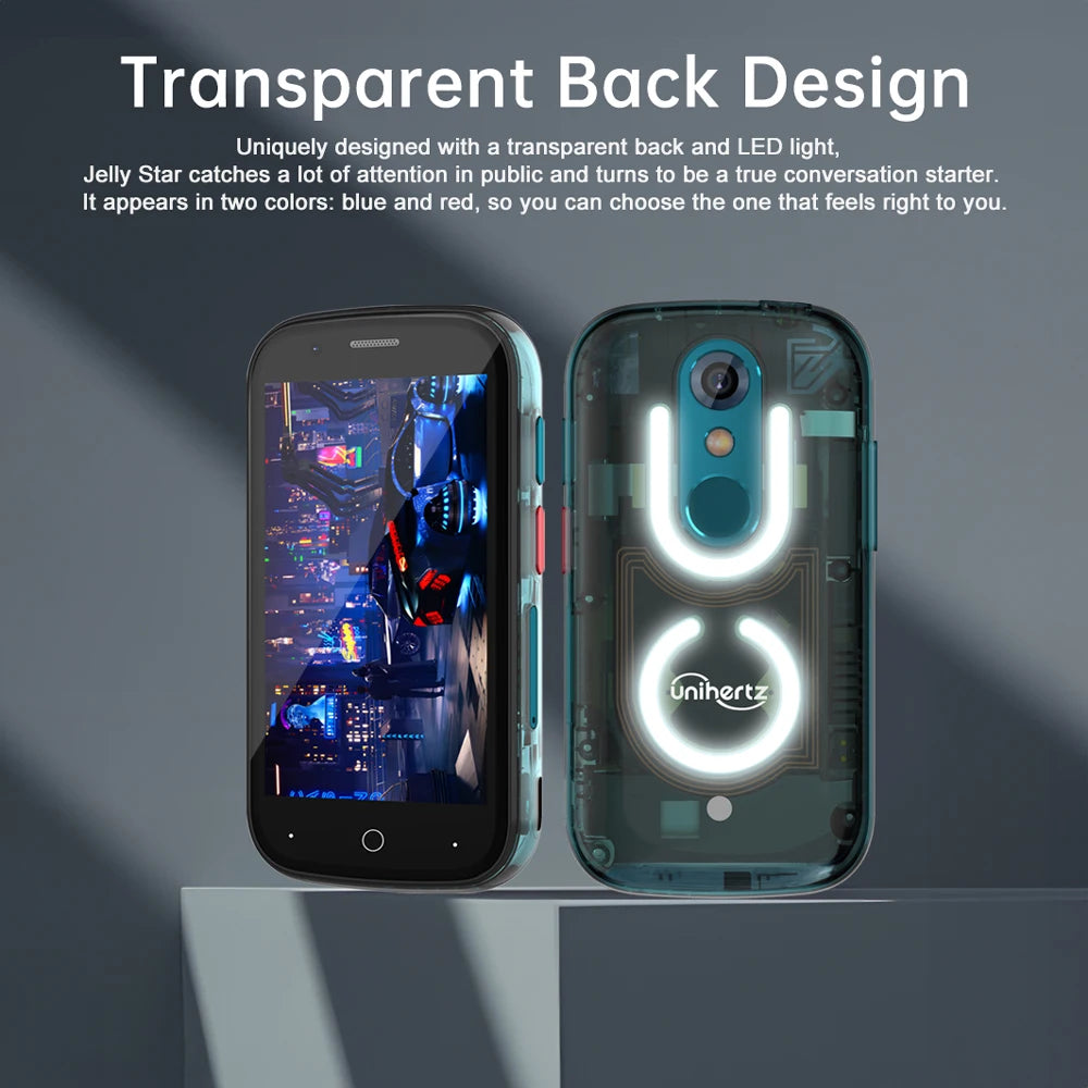Unihertz Jelly Star Mini Smartphone Android 13 8GB 256GB Led Light Unlocked Transparent Backshell Cellphones 48MP Portable Phone