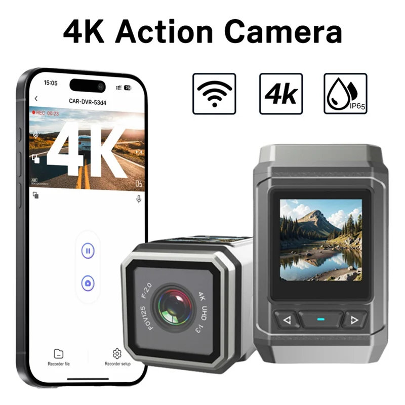 CABE-4K Ultra HD Wireless Wifi Sports Camera With LCD Screen Waterproof Cam Bicycle Cycling Recorder For Motorcyle Riding