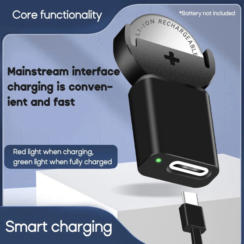 USB Type-C Plug Li-ion LIR2032 LIR2025 ML2032 ML2025 CR2032 Coin Button Cell Battery Adapter USB C Charger Fast Charging Charger