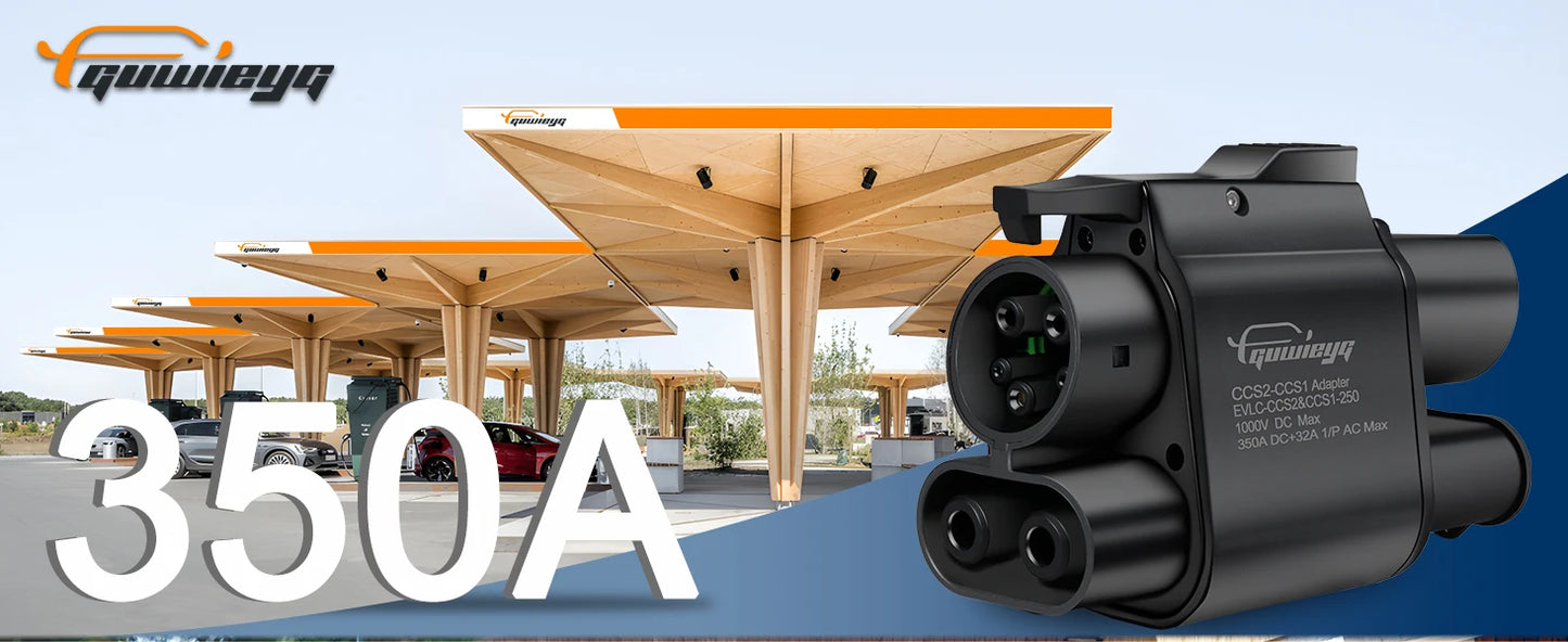 GUWIEYG CCS2 to CCS1 Adapter 350A 350kW From CCS2 to CCS1 DC+AC Electric Vehicle Charger DC 1000V Fast Ev Charging Adapter