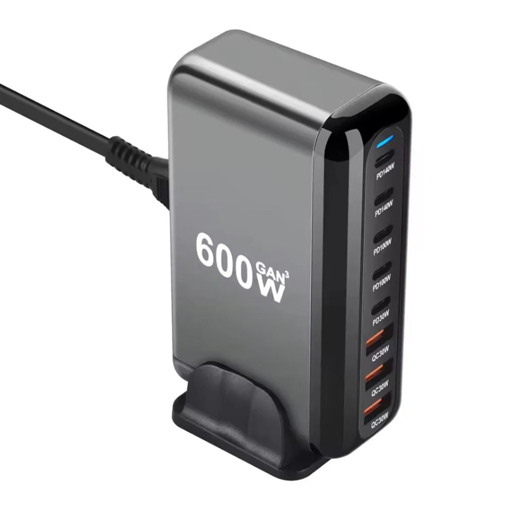 2025 New 600W GaN 8-port Fast Charger Type C 5C3A PD USB C Fast Charging Station PD3.1 Adapter for Phone and Tablet Dropshipping