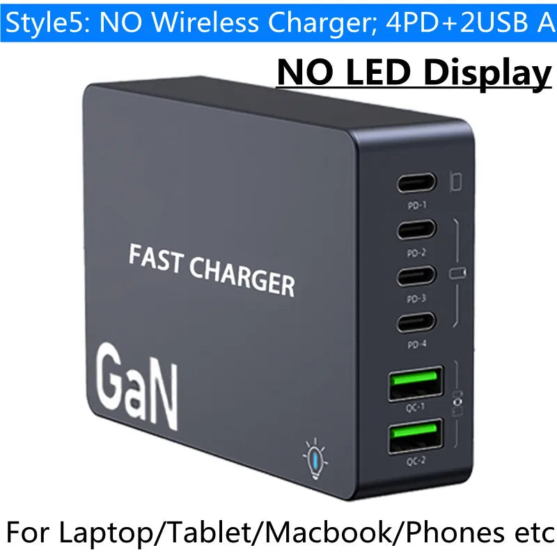 1080W GaN USB C Charger 8-Port Desktop Charger Type C 330W PD3.0 PPS QC3.0 Fast Charging for MacBook Tablet Samsung iPhone 15 16