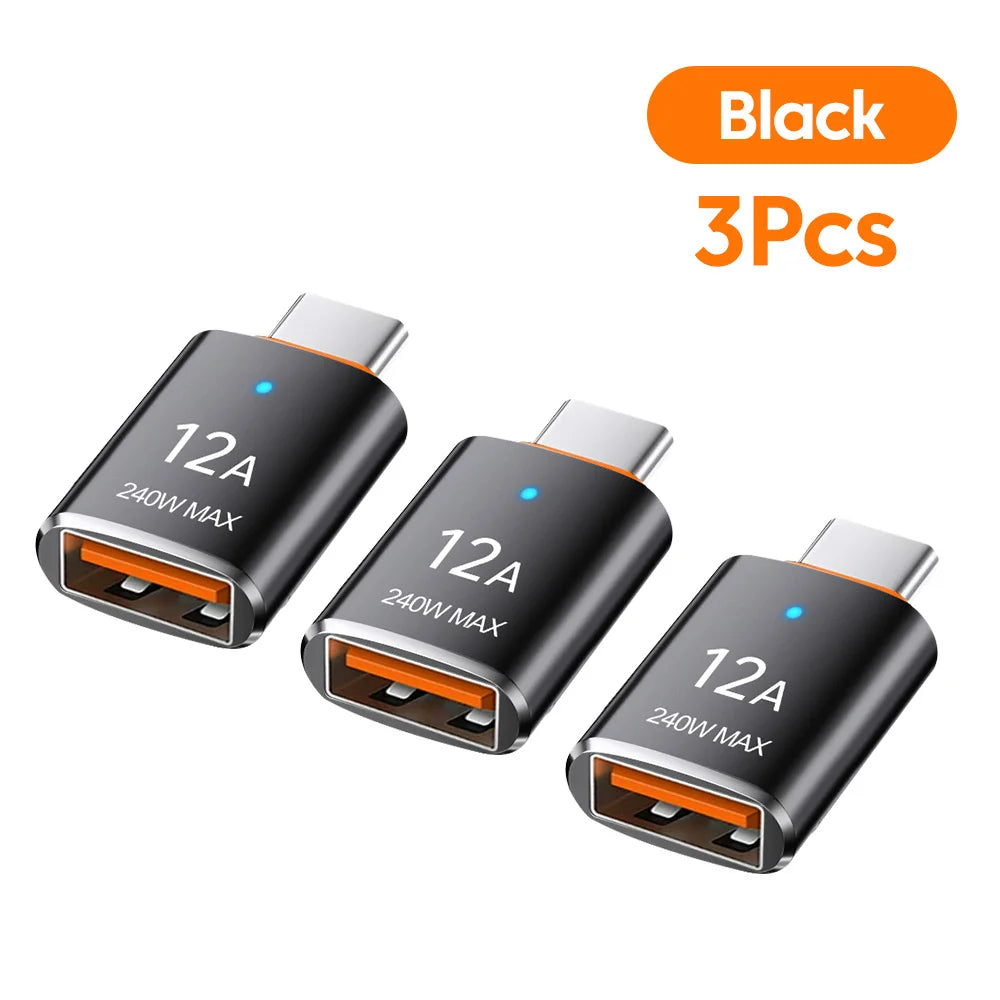 12A OTG USB 3.0 To Type C Adapter USB Female To Type c Male Fast Charging adadpter OTG USB C For Xiaomi Samsung Laptop PC