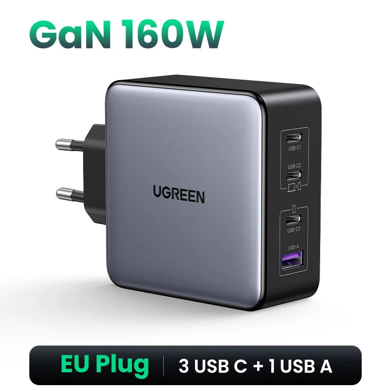 UGREEN 160W GaN Charger PD3.1 Type C For Macbook Pro Laptop USB Fast Charger QC4.0 3.0 Quick Charge For iPhone 17 Xiaomi Tablet