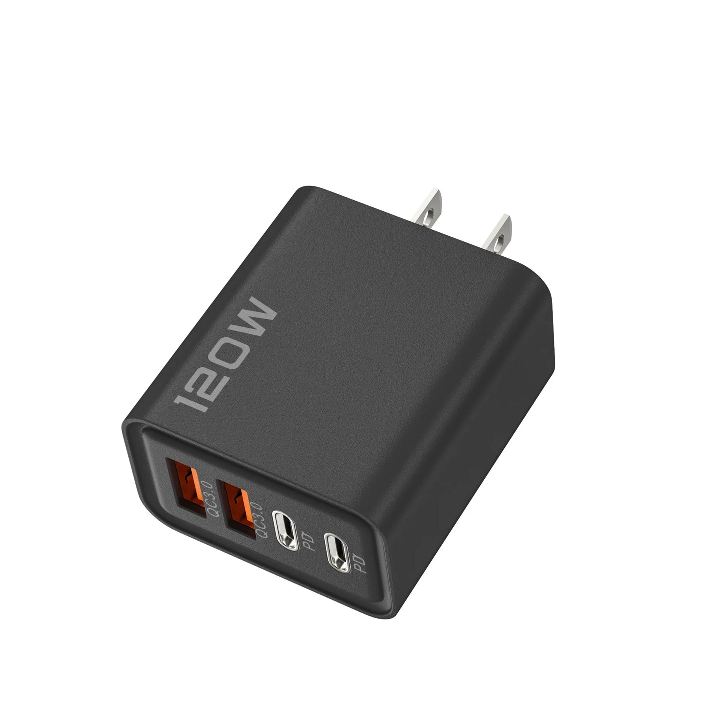 120W 2 USB+2 Type-C 4 Ports Wall Charger Fast Charging EU/US/UK Plug Power Adapter For Xiaomi iPhone Samsung Huawei Phone/Tablet
