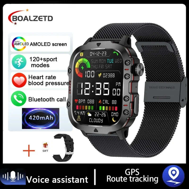 2025 Outdoor Smart Watch Men 2.01" Screen 3ATM Waterproof Watches Bluetooth Call Ai Voice Sport Smartwatch For Android IOS Phone