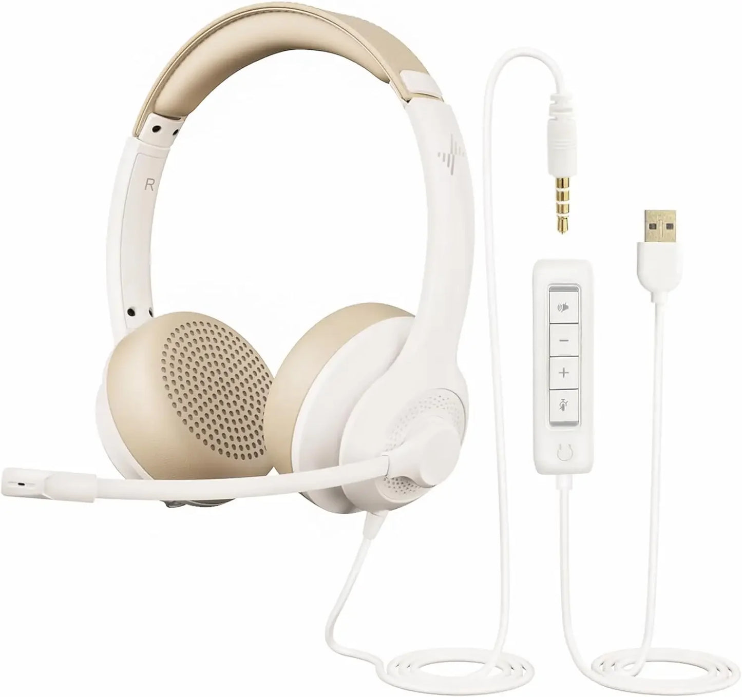 JIAMQISHI USB Headset PC Computer Headphones with Noise Cancelling MIC in-line Control for Home Office Online Class Skype Zoom - Universal Market