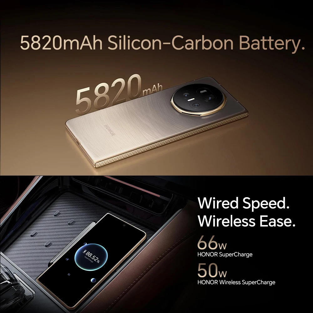 2025 New Global Version HONOR Magic V5 5G Foldable Smartphone 7.95" LTPO OLED Display Snapdragon 8 Elite 5820mAh 66W Wired NFC