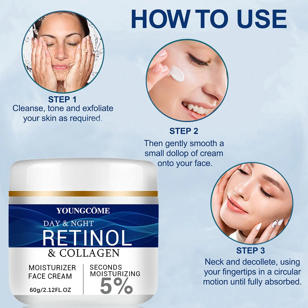 Collagen Retinol HyaluronicAcid Facial Cream Anti Aging Firming Lifting Fade Fine Lines Whitening Moisturizing Brightening Skin