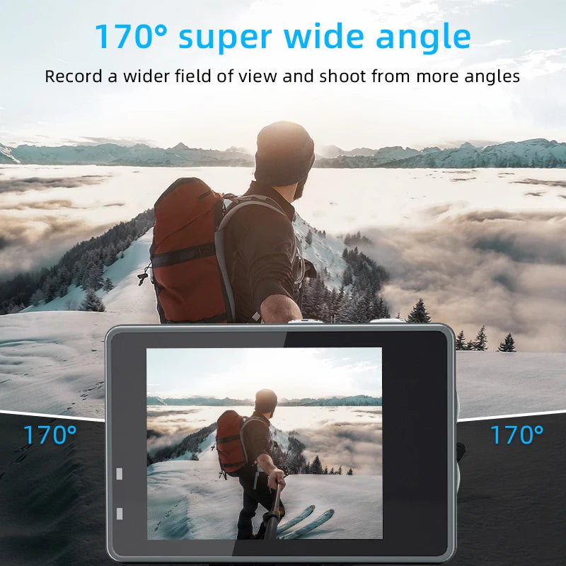 Action Camera 5K 4K 60FPS WiFi Anti-shake Dual Screen 170° Wide Angle 30m Waterproof Sport Camera with Remote Control