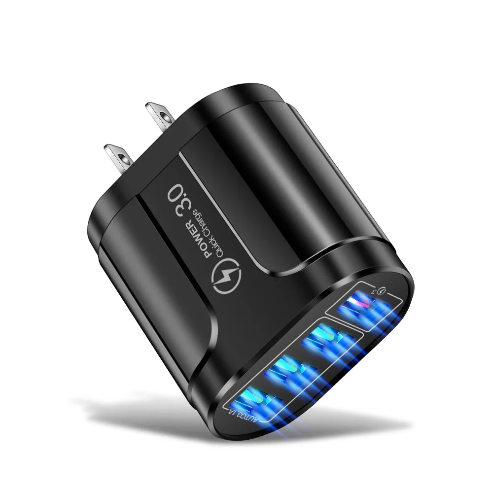 Vumpach 4 Ports USB Fast Charger Quick Charge 3.0 48W Wall Mobile Phone Fast Charging For iPhone Samsung Xiaomi Adapter Travel