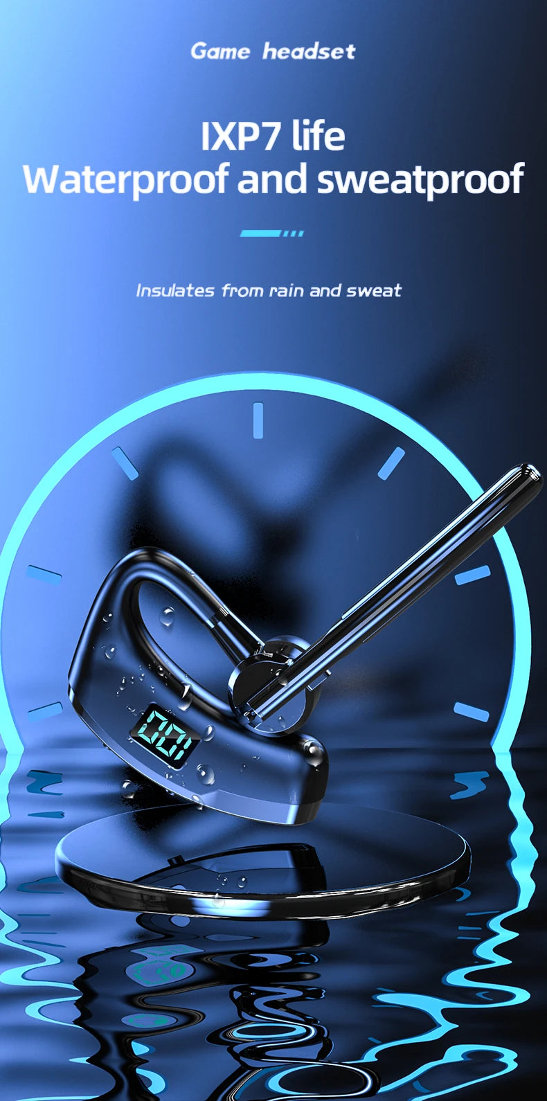 New V8S Business Bluetooth Headset with LED Digital Display HD Mic Car Driving hands-free Call Sports Music Long Standby Earphon - Universal Market