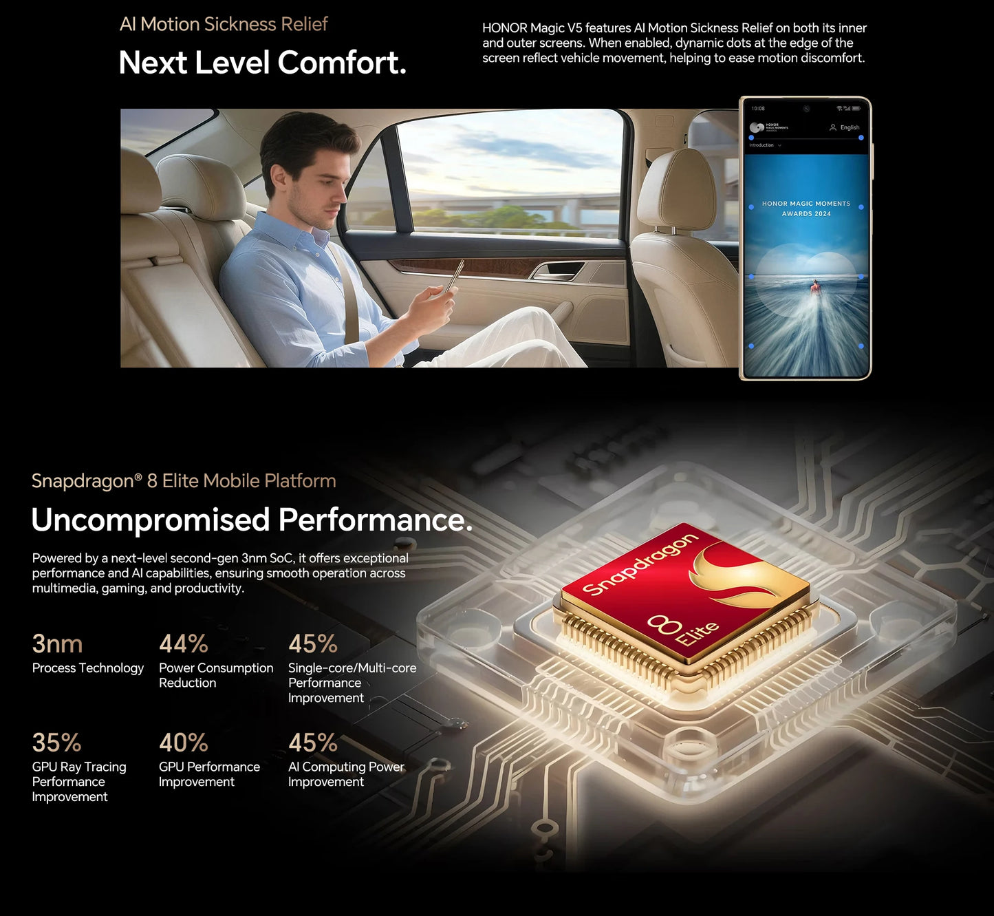2025 New Global Version HONOR Magic V5 5G Foldable Smartphone 7.95" LTPO OLED Display Snapdragon 8 Elite 5820mAh 66W Wired NFC