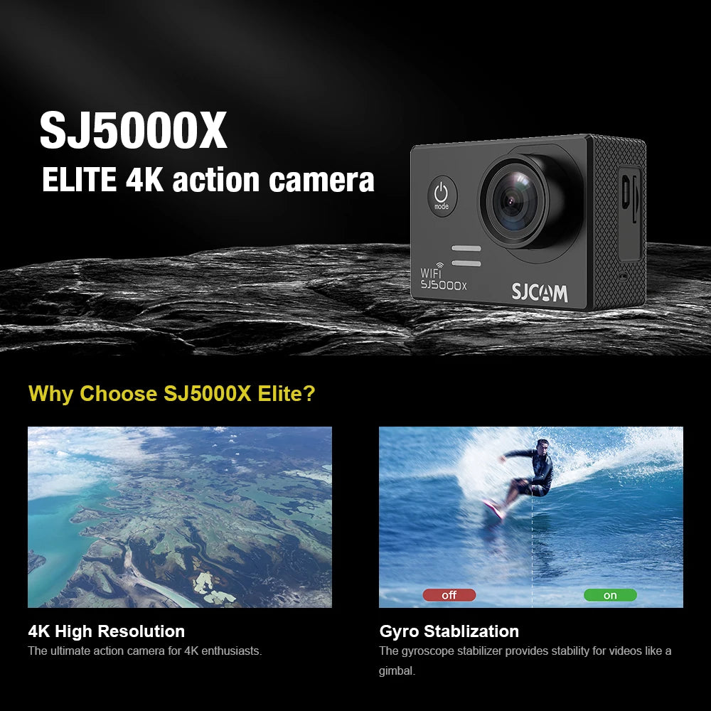 SJCAM SJ5000X Elite Action Camera 4K FHD Video 30M Waterproof 2.4G WiFi Action Original Camera Sports Camera Bicycle Helmet