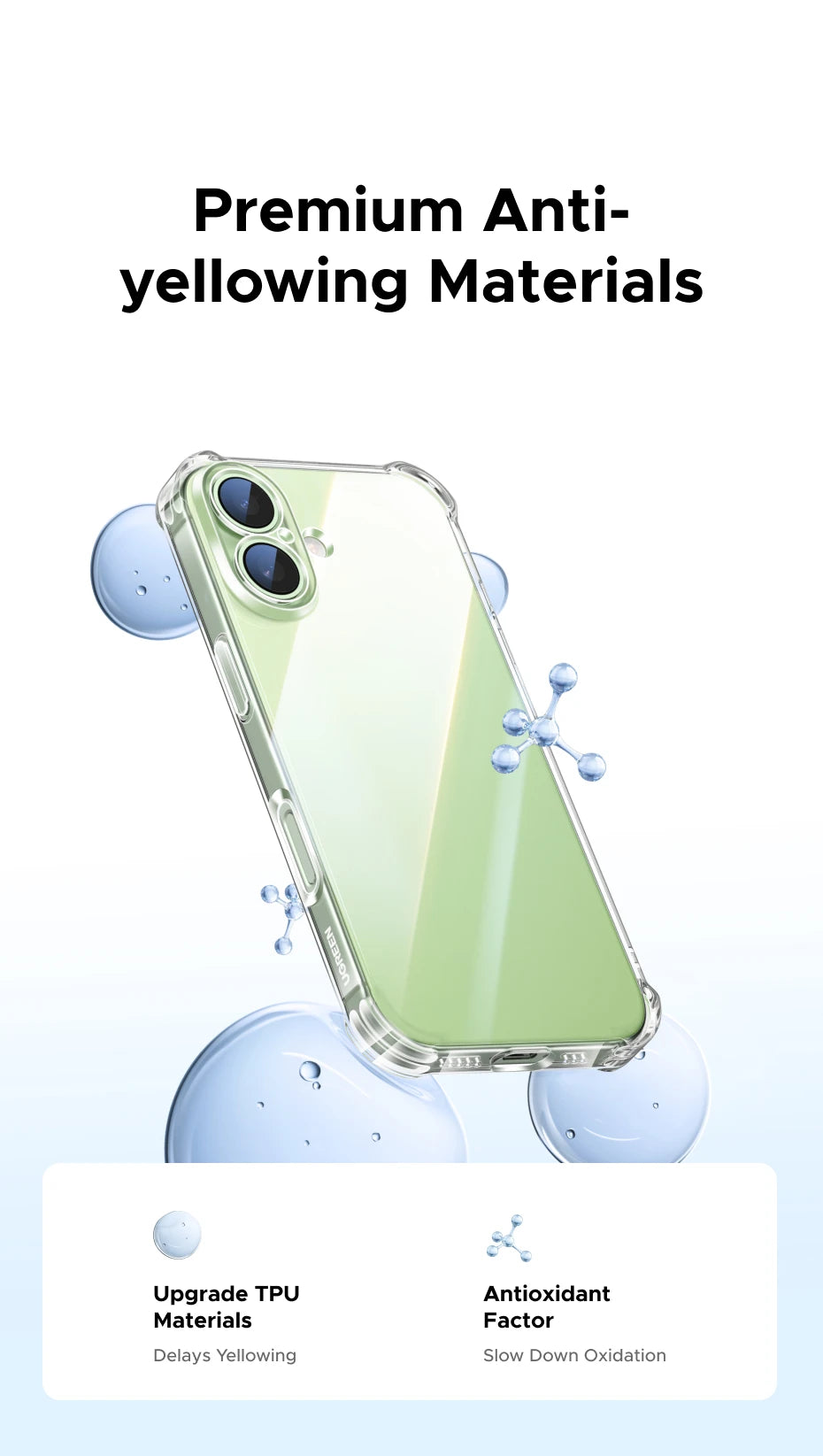 UGREEN Airbags Case for iPhone 17 16 15 Pro Max Clear Case Transparent Cover for iPhone 16 Pro 17 Air Protective Case Shockproof