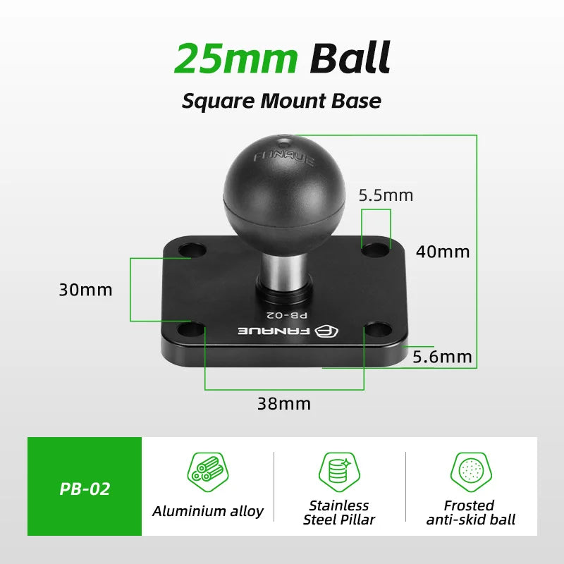 FANAUE 1 Inch Ball Adapter Aluminum alloy 25/20/17mm Diamond Ball Base, Square Ball Base Compatible with RAM Mounts Arm