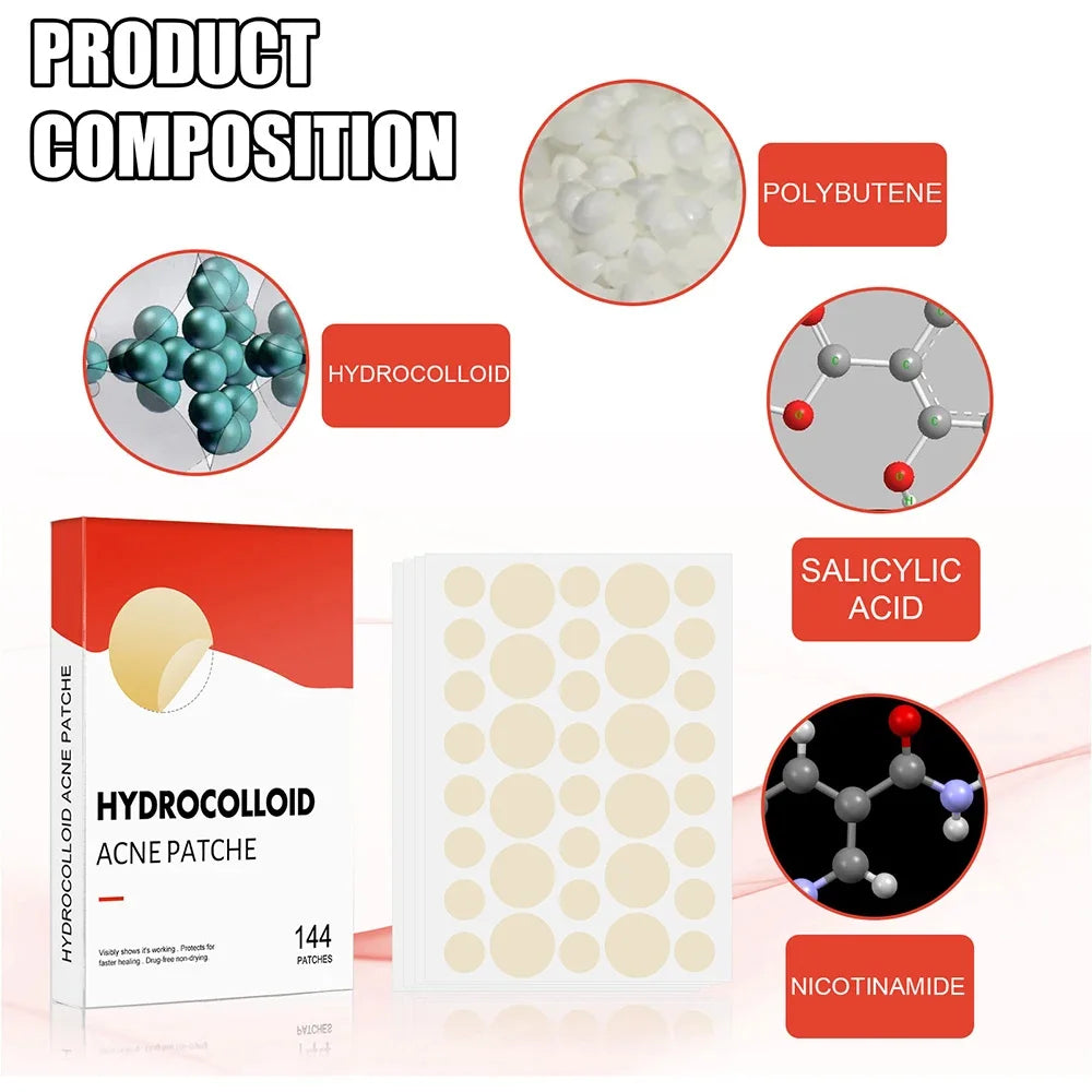 144pcs/set Face High-end Skin Care Pimple Acne Patches Professional Healing Absorbing Spot Sticker Covering for Covering Acne