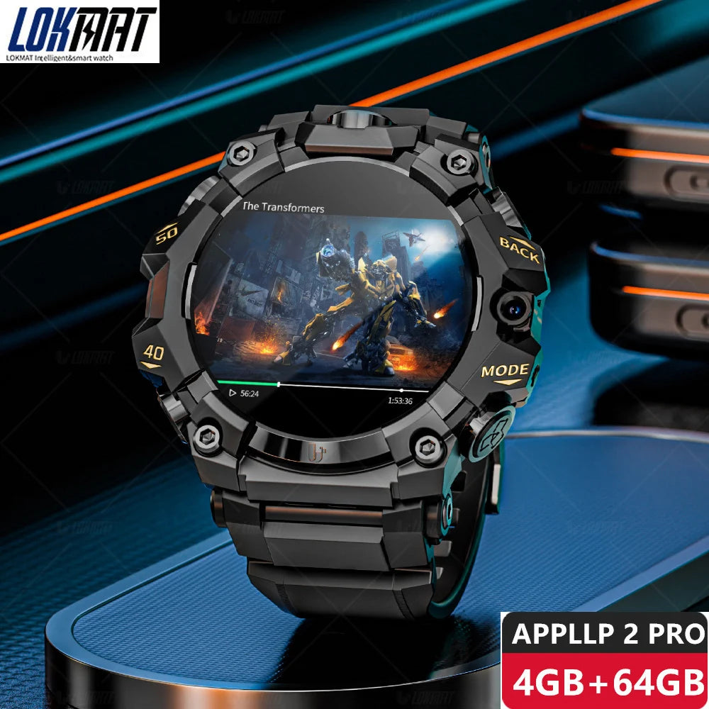 2025 New LOKMAT Sport 4G Android Smartwatches, SIM Card 4GB+64GB HD Dual Camera Video Call GPS NFC Wifi Fitness Phone Watch