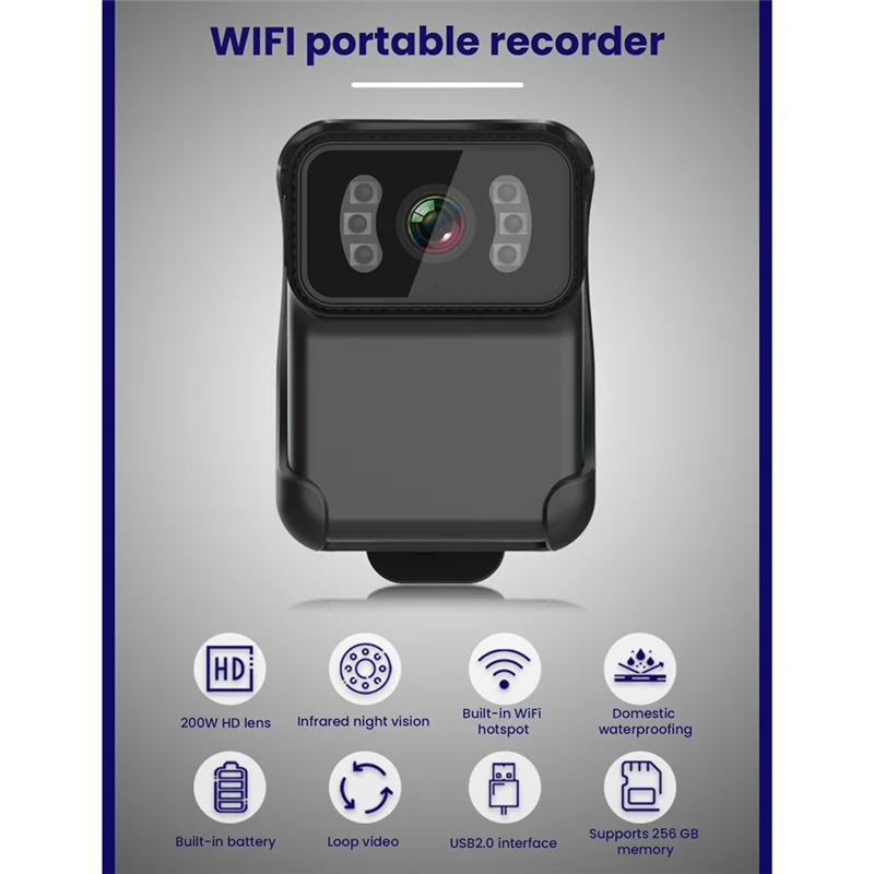 A34M-CS02 1080P HD Portable Body Action Camera CS02 Back Clip Action Camera Wifi DV Camcorder Loop Recording