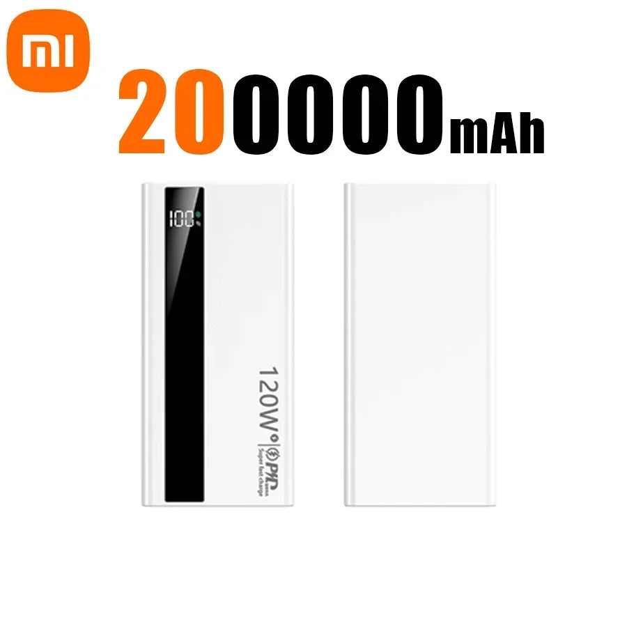 Xiaomi 200000mAh Power Bank 120W Super Fast Charge External Battery High Capacity Digital Display Charger For Iphone 16 Samsung