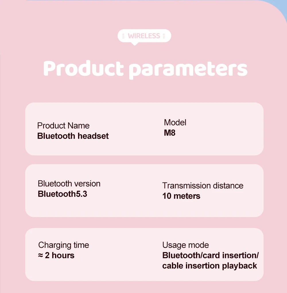 Gradient Wireless Headphones RGB Cat Ear Bluetooth Headphones With Microphone Stereo Music Game Earphone For Girls Kids Gifts - Universal Market