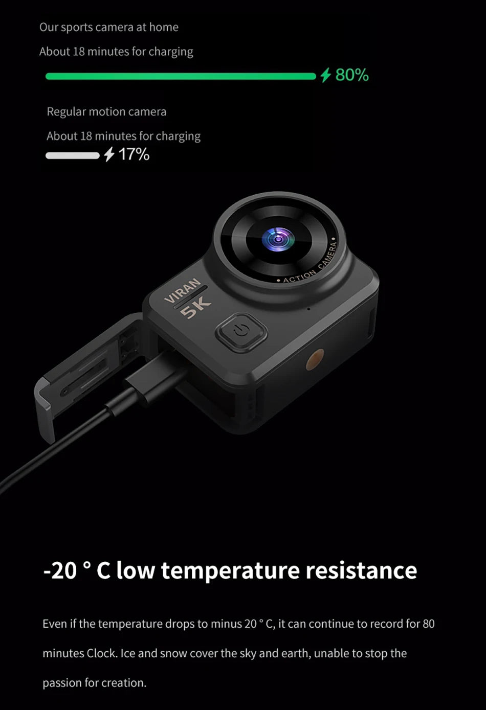 5K Action Camera V10 Electronic Image Stabilization 2" Touch LCD 4K Waterproof Action Camera Dashcam Motion Detection