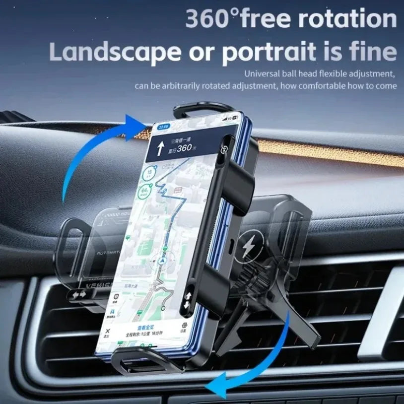 Wireless Car Charger Mount Holder for Samsung Galaxy Z Fold 7 6 5 4 3 2 Fast Charging Phone Holder for iPhone 17 16 15