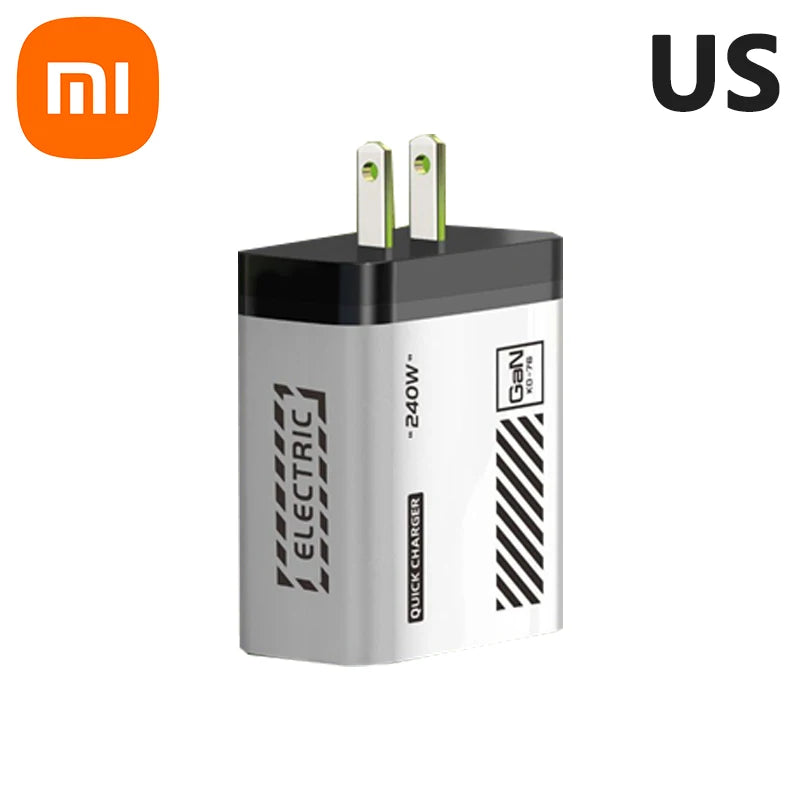 Xiaomi 240W 5 Ports Type-C USB Fast Charger EU US Plug Charger With LED Light Desktop Power Adapter For Iphone Samsung Huawei