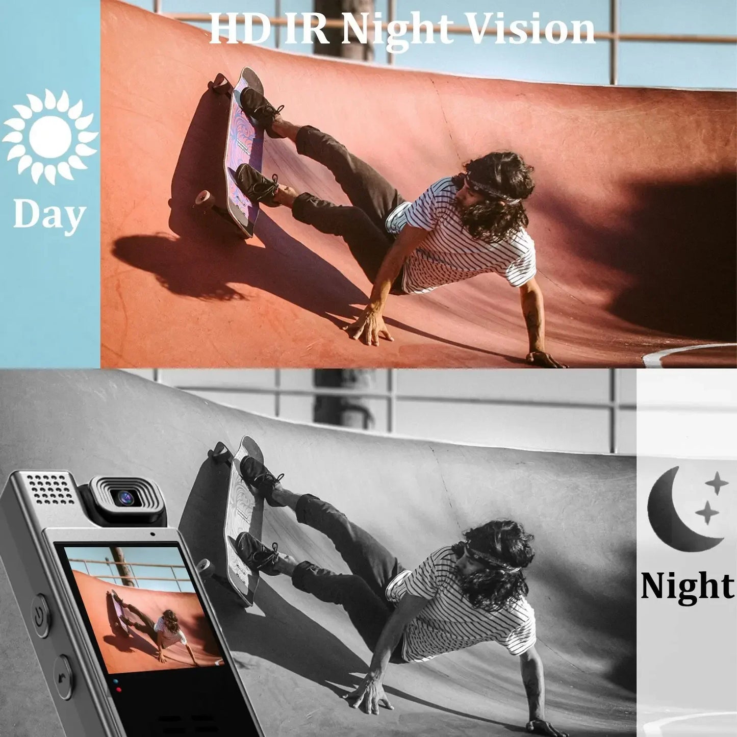 VIVO 8K HD Mini Action Camera Wifi Back Clip 180° Rotatable IR Night Vision Sports Cam Travel Bicycle Driver Video Recorder
