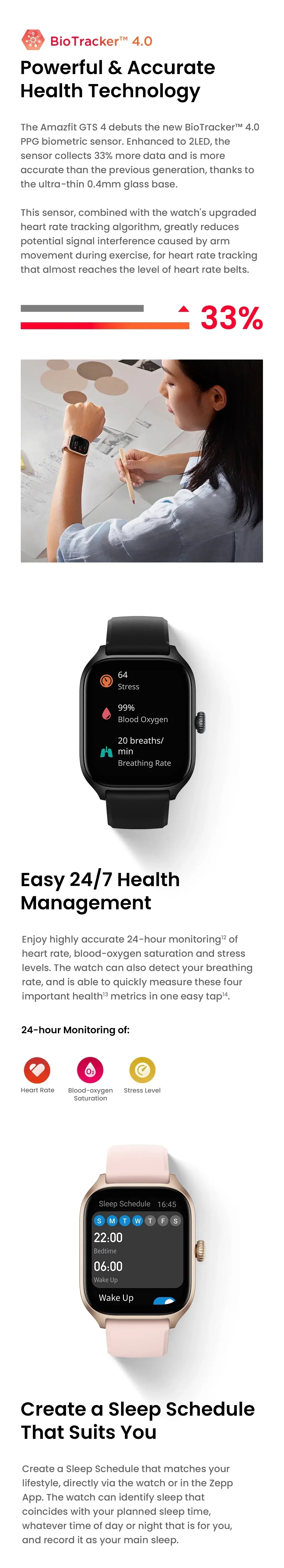 Brand New Amazfit GTS 4 Smartwatch Zepp OS GPS Alexa 24H Heart Rate 150 Sports Modes Smart Watch For IOS Android