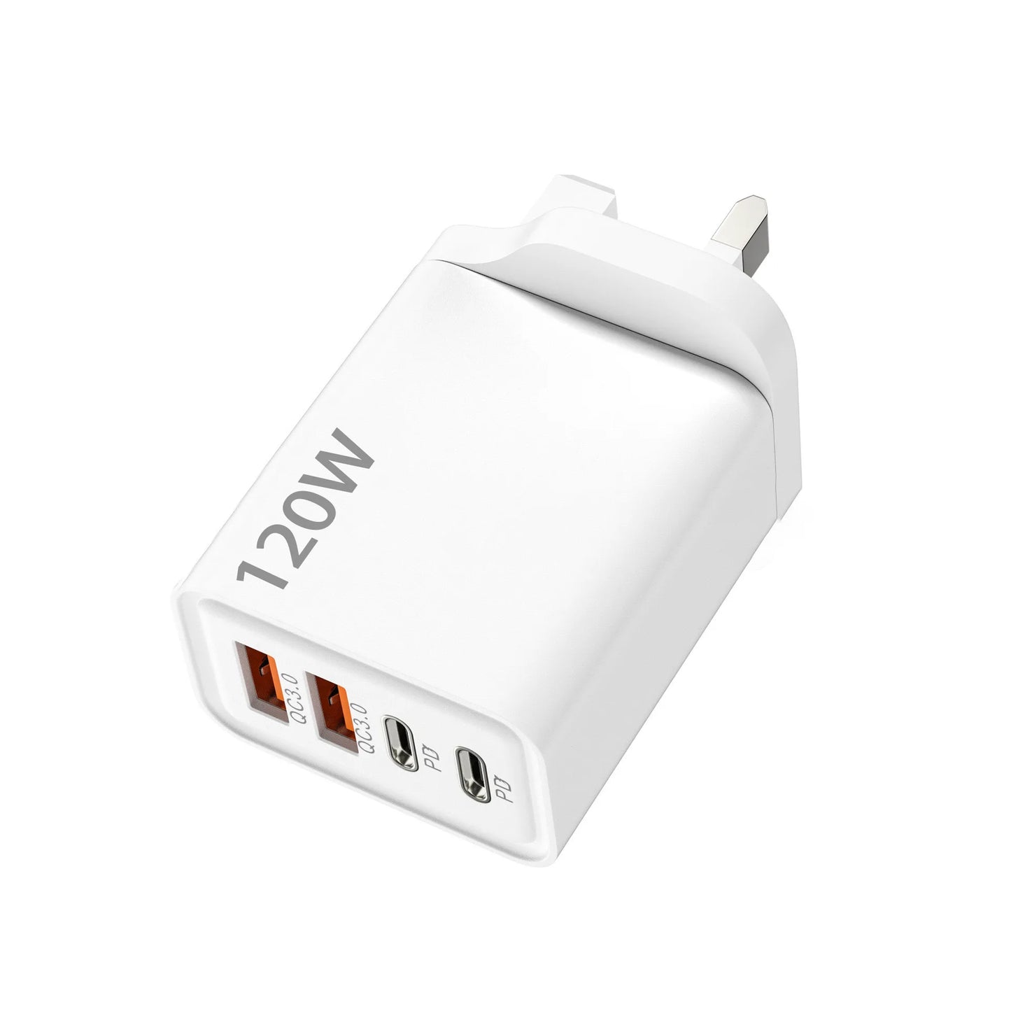 120W 2 USB+2 Type-C 4 Ports Wall Charger Fast Charging EU/US/UK Plug Power Adapter For Xiaomi iPhone Samsung Huawei Phone/Tablet