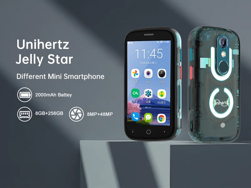 Unihertz Jelly Star Mini Smartphone Android 13 8GB 256GB Led Light Unlocked Transparent Backshell Cellphones 48MP Portable Phone