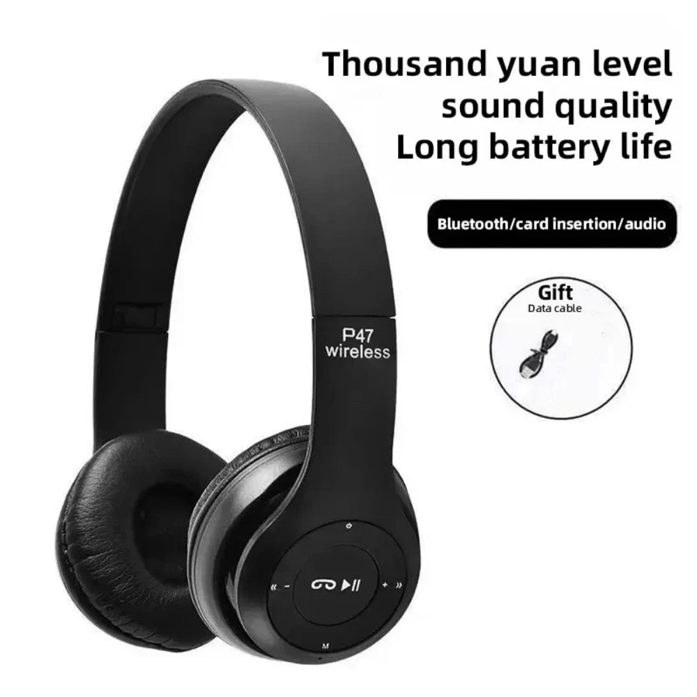 P47 Wireless Headphones Bluetooth 5.0 Earphones Foldable HIFI Stereo Bass for Music Gaming Kid Girl Earphone for Smartphone - Universal Market