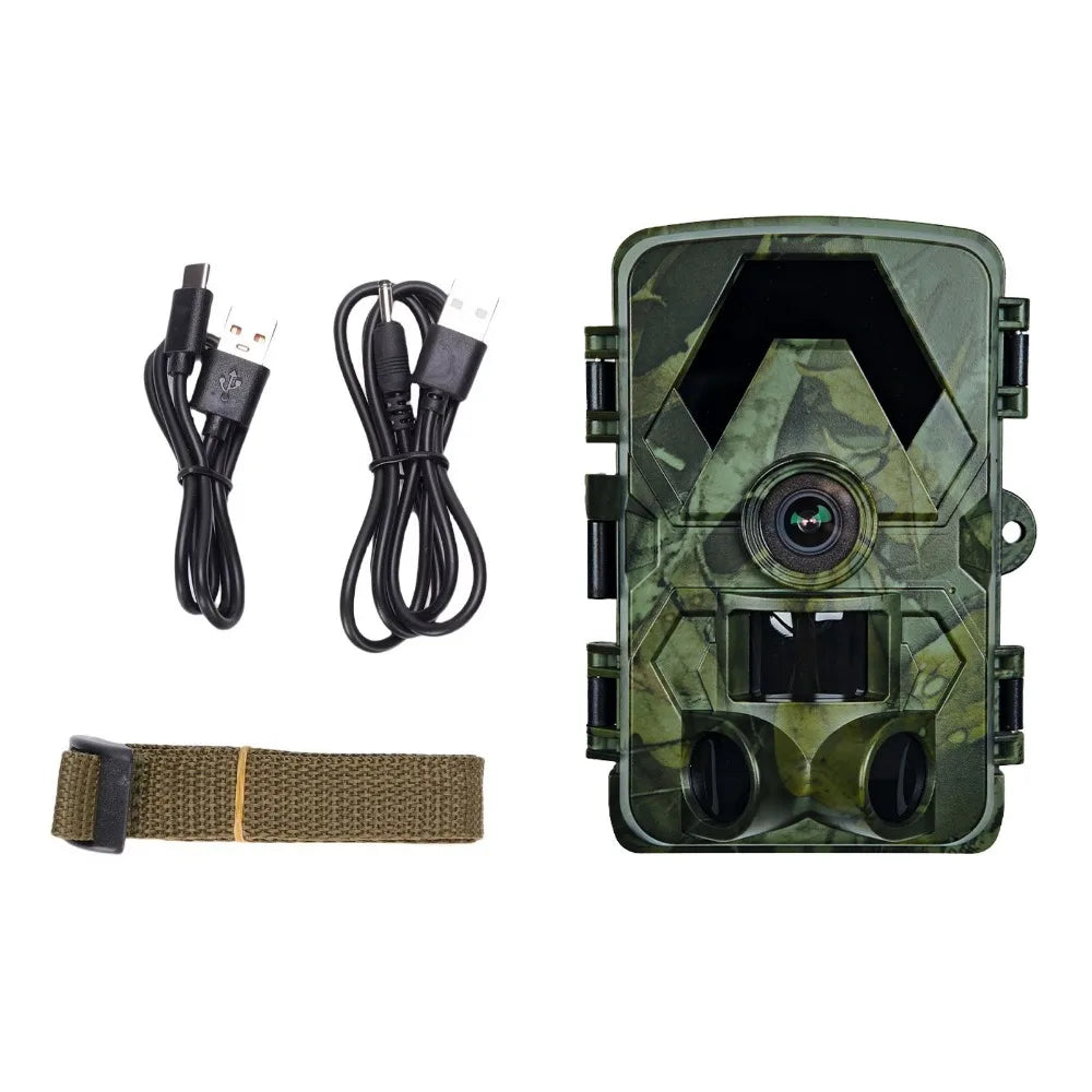 IP66 Waterproof Outdoor Infrared Trail Camera 120° Wide-Angle Camouflage 5K HD Motion Activated Camera with Straps Support 128G