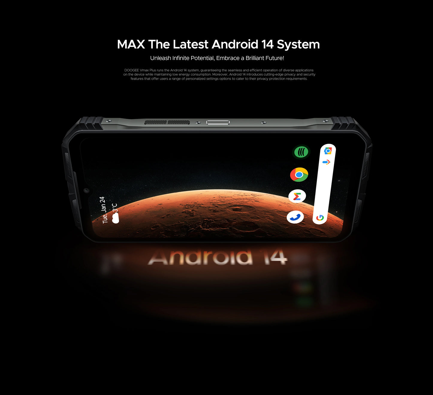 DOOGEE V Max Plus Rugged Phone 22000mAh 36GB(16+20) 512GB 200MP Camera Phone 6.58" 120Hz Dimensity 7050 Android14