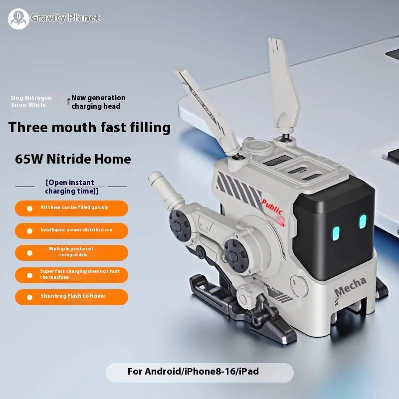 GravaStar Alpha65 Dog Nitrogen Charger 65W Gallium Nitride Charger Suitable for IPhone16 Huawei Xiaomi Mobile Phone Typec Plug